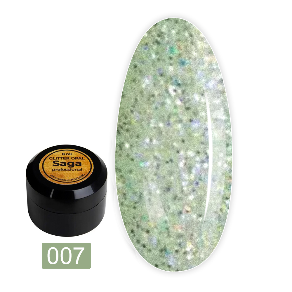 Гель для дизайну Saga Opal glitter 8 мл (баночка) (07)