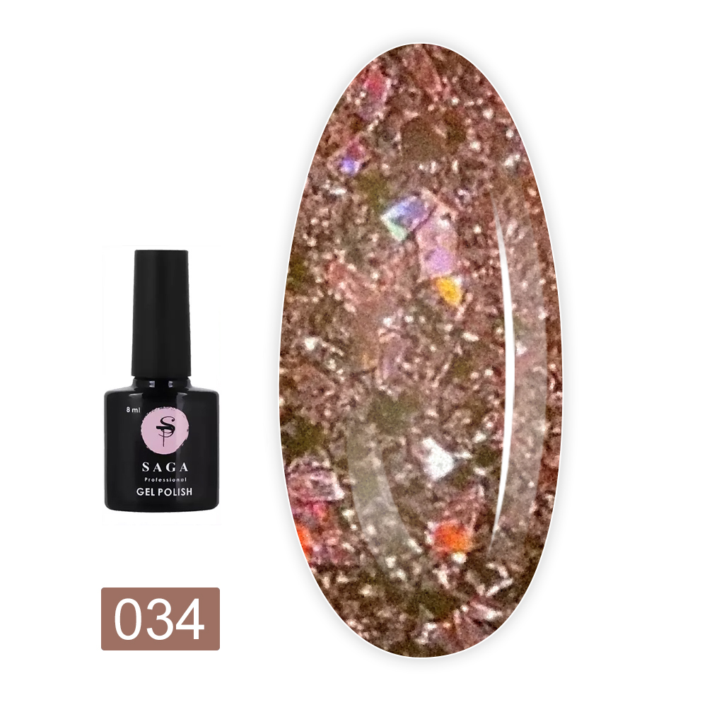 Гель-лак Saga Fiery gel світловідбивний 8 мл (034)