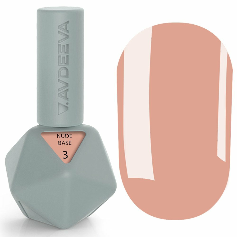 Victoria Avdeeva NUDE BASE 3 Камуфлююча база для нігтів  – персиковий нюд,12 мл.